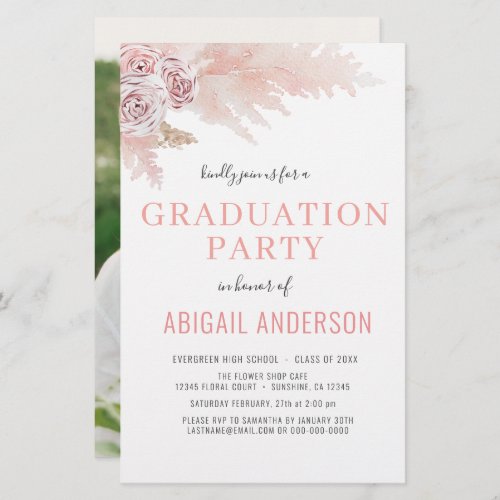 2023 Budget Boho Graduation Floral Invitation