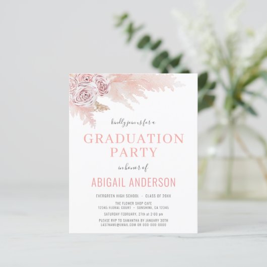 2023 Budget Boho Graduation Floral Invitation (Standing Front)
