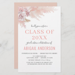 2023 Budget Boho Pampas Graduation Invitation