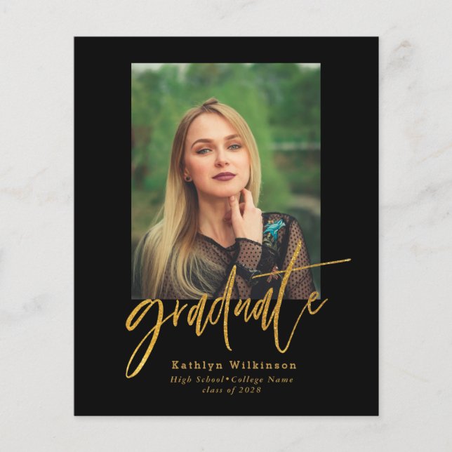 2023 BUDGET Elegant Gold 5 Photo Grad Invitation Flyer (Front)