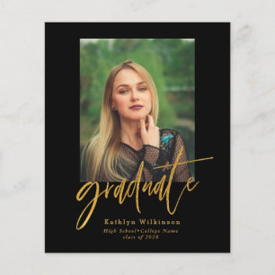 2023 BUDGET Elegant Gold 5 Photo Grad Invitation Flyer