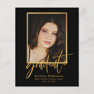 2023 BUDGET Elegant Gold Script Grad Invitation Flyer
