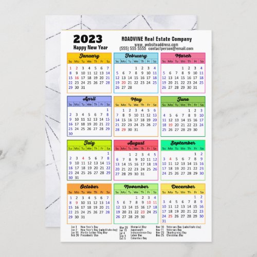 2023 Business Calendar Modern Gray Black Photo Holiday Card