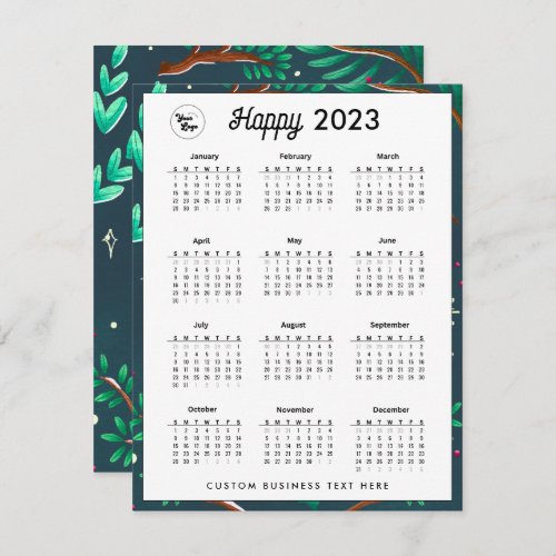 2023 Business Logo Calendar Company Festive Green  Holiday Card