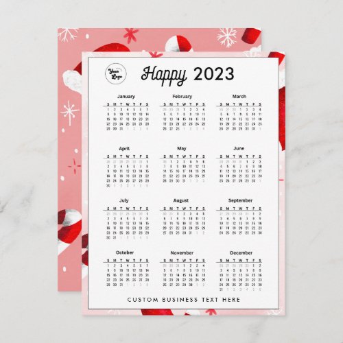 2023 Business Logo Calendar Company Festive Red Holiday Card
