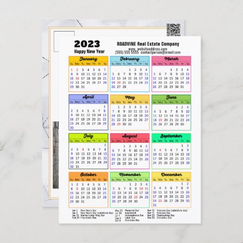 2023 Business Photo Calendar Modern Gray Black Postcard