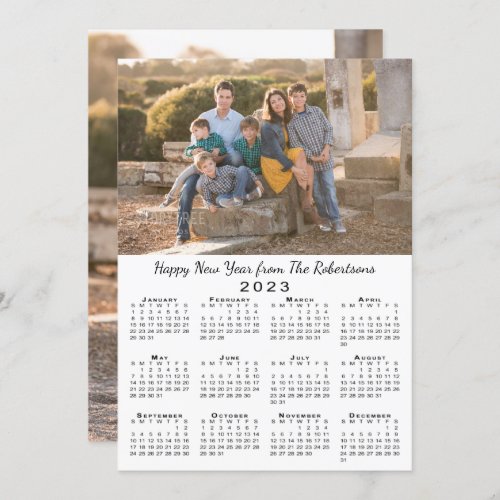 2023 Calendar 2 Custom Photos Happy New Year Holiday Card