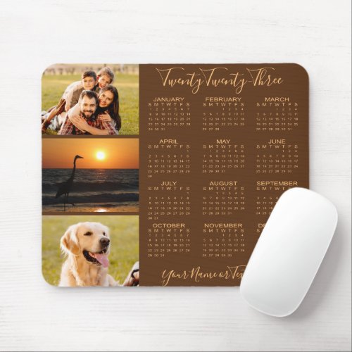 2023 Calendar 3 Photo Personalized Custom Color Mouse Pad