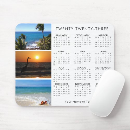 2023 Calendar 3 Photo Personalized Custom Color Mouse Pad
