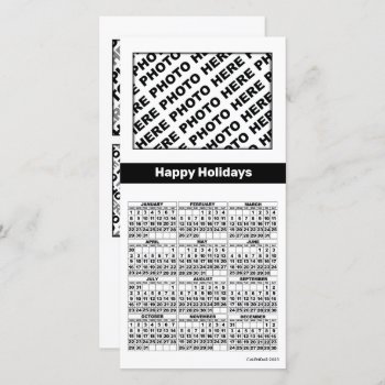 2023 Calendar Add 4 Photos Card Simple Black White by pixibition at Zazzle