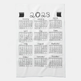 2023 Calendar Black Fabric Font Line Art Sewing Kitchen Towel