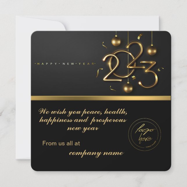 2023 Calendar Black Gold Greeting With Logo (Front)