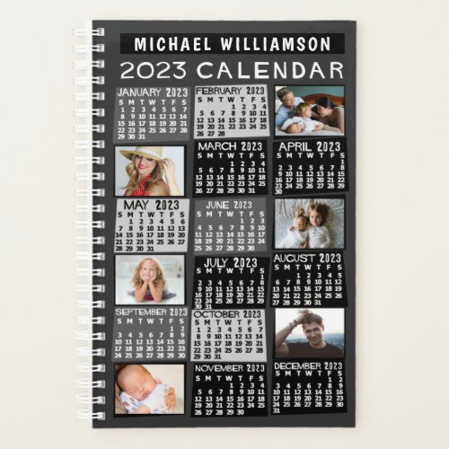 2023 Calendar Black Mod 12 Photo Collage Name Sm Planner