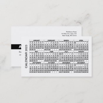 2023 Calendar Business Card Horizontal White by pixibition at Zazzle