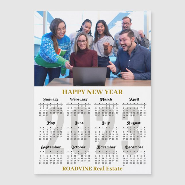 2023 Calendar Business Gold Black Magnetic Card (Front)