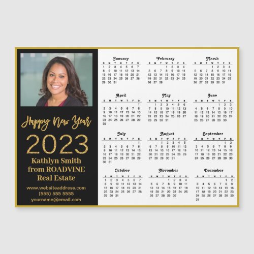2023 Calendar Business Gold Script Photo Magnet