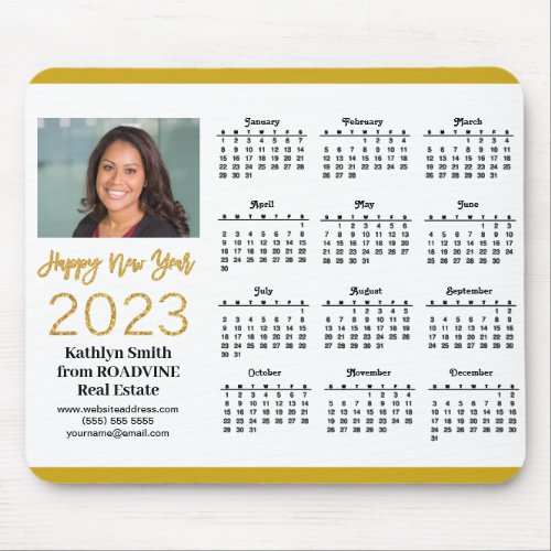 2023 Calendar Business Gold Script Photo Simple Mouse Pad