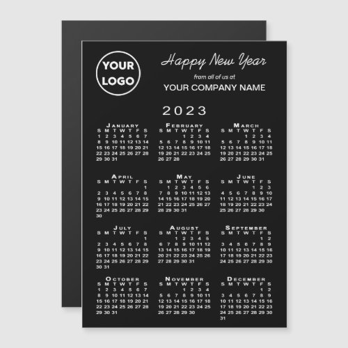 2023 Calendar Business Logo Black Holiday Magnet