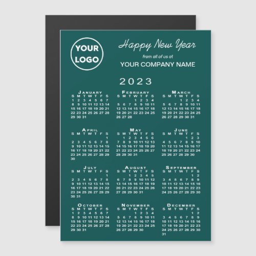 2023 Calendar Business Logo Teal Holiday Magnet