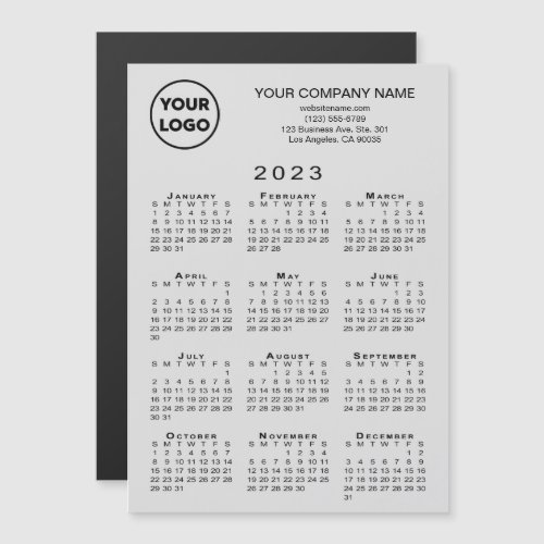 2023 Calendar Business Logo Text Grey Magnet