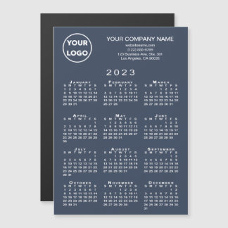 2023 Calendar Business Logo Text Navy Magnet Card