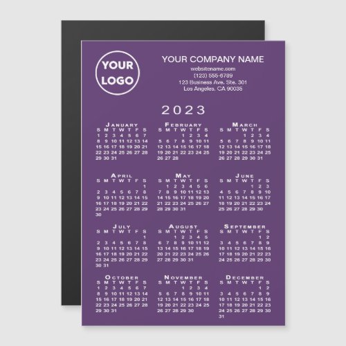 2023 Calendar Business Logo Text Purple Magnet
