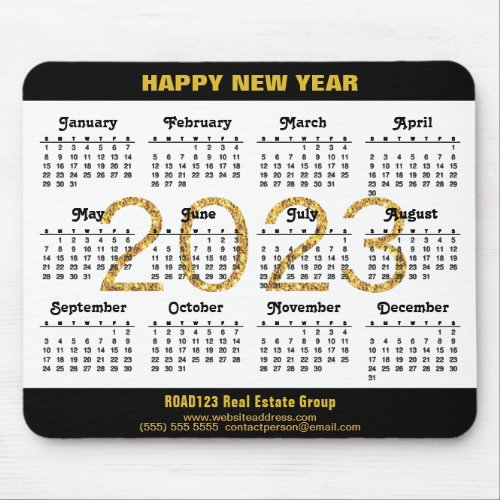 2023 Calendar Business Modern Gold Script Simple Mouse Pad