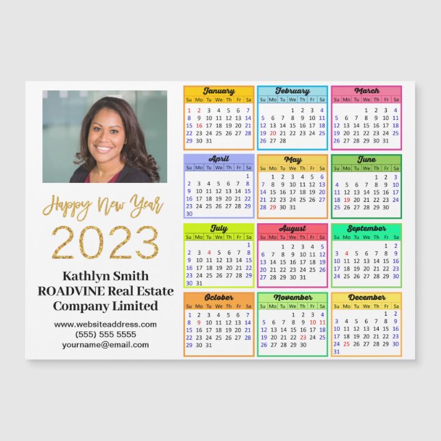 2023 Calendar Business Modern Script Photo Magnet (Front)