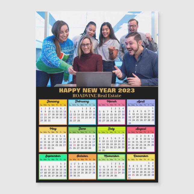2023 Calendar Business Photo Gold Magnetic Card (Front)
