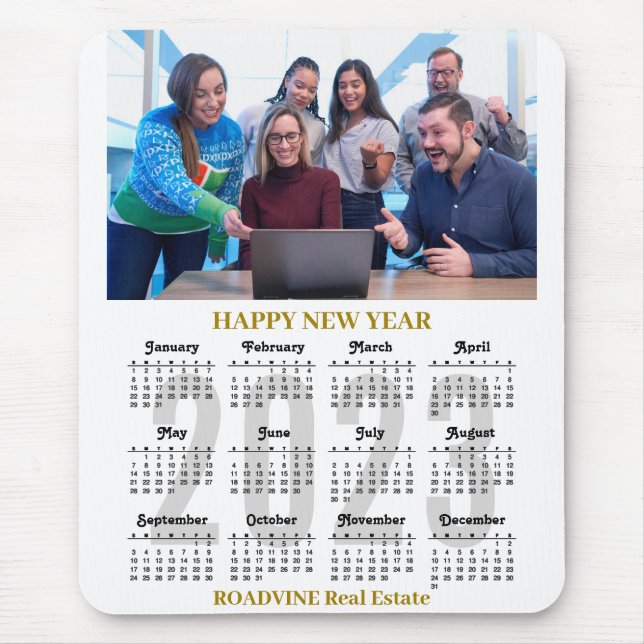 2023 Calendar Business Photo Gold Typography Mouse Pad (Front)