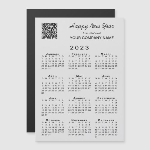 2023 Calendar Business QR Code Gray Holiday Magnet