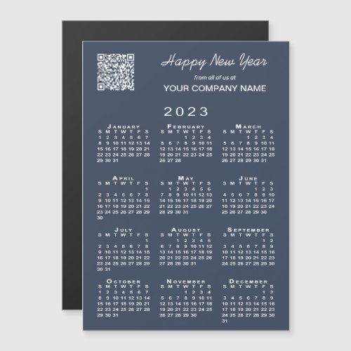 2023 Calendar Business QR Code Navy Holiday Magnet