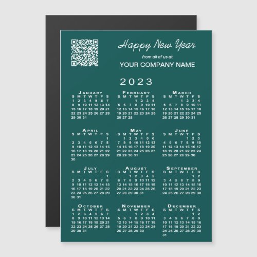 2023 Calendar Business QR Code Teal Holiday Magnet