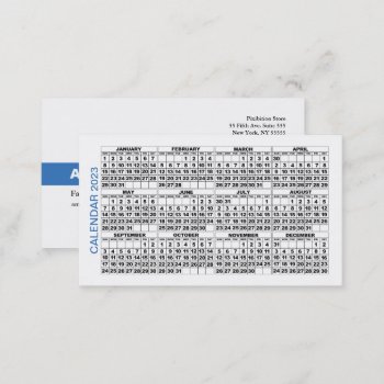 2023 Calendar Classic Business Card Blue Stripe by pixibition at Zazzle