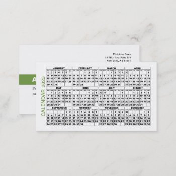 2023 Calendar Classic Business Card Green Stripe by pixibition at Zazzle