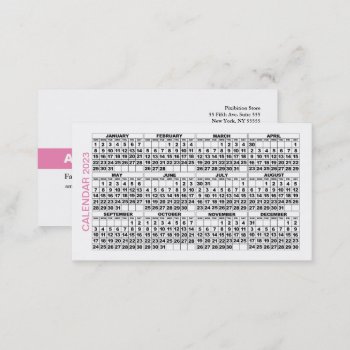 2023 Calendar Classic Business Card Pink Stripe by pixibition at Zazzle