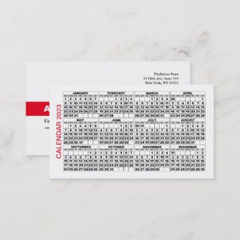 2023 Calendar Classic Business Card Red Stripe by pixibition at Zazzle