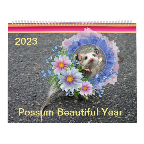 2023 Calendar Colorful Frog Opossum Floral