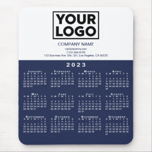 2023 Calendar Company Logo and Text Navy White Mouse Pad