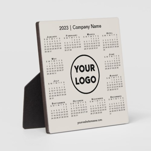 2023 Calendar Company Logo Beige Business Plaque