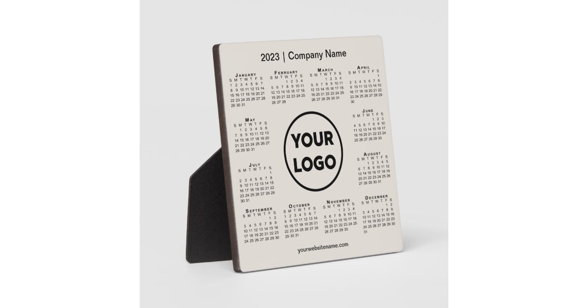 2023 Calendar Company Logo Beige Business Plaque Zazzle