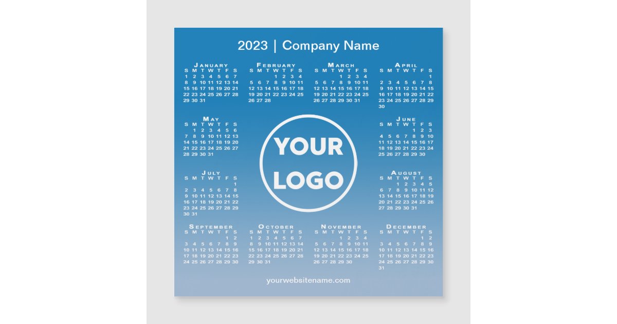 2023 Calendar Company Logo Blue Gradient Magnet | Zazzle