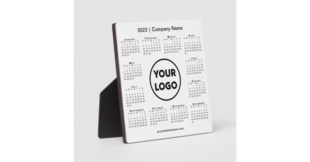 2023 Calendar Company Logo Business Desktop Plaque | Zazzle