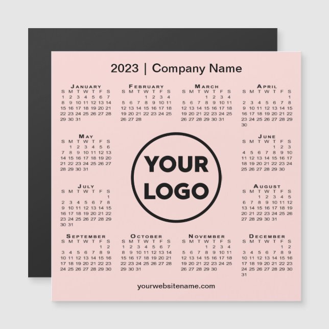 2023 Calendar Company Logo on Coral Pink Magnet (Front/Back)