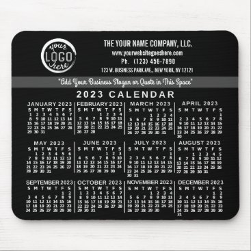 2023 Calendar Custom Business Logo Name Easy Black Mouse Pad