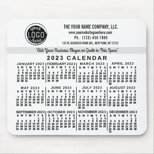 2023 Calendar Custom Business Logo Name Easy White Mouse Pad