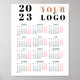 2023 Calendar Custom Business Logo One Page Poster