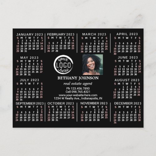 2023 Calendar Custom Business Logo Photo Text Easy Postcard