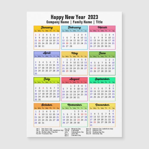 2023 Calendar Custom Business Modern Magnetic Card