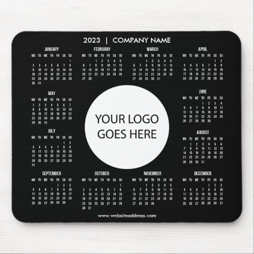 2023 Calendar Custom Company Business Logo Black Mouse Pad